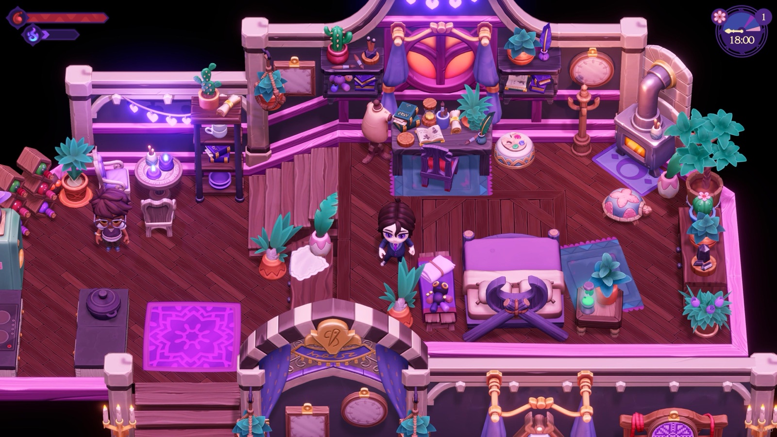 Several Moonlight Peaks characters inside a decorated home.